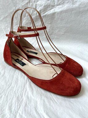 APC shoes flats EU 41 US 11 womens burnt orange red suede leather ankle strap